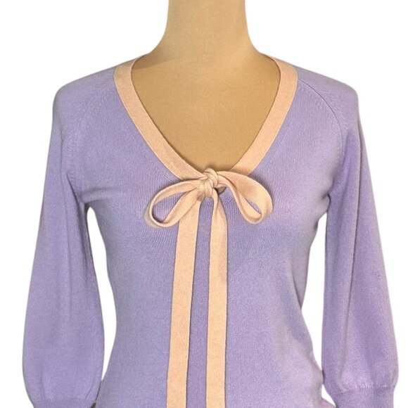 Authentic VTG Dolce & Gabbana Cashmere Sweater Sz 6 Purple Bow Coquette - Picture 3 of 12